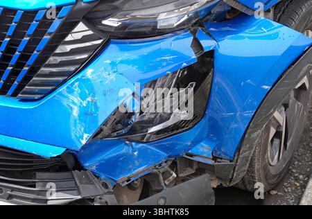 danni da collisione con veicoli a motore, norfolk, inghilterra Foto Stock