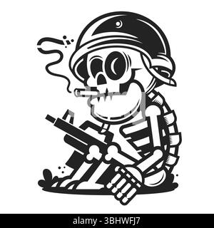 Vecchia etichetta Street style con teschio per t-shirt Illustrazione Vettoriale