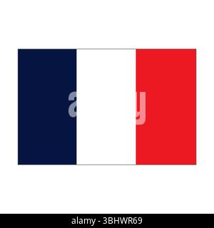 Icona bandiera Francia. Bandiera rotonda della francia disegno icona, illustrazione vettoriale Illustrazione Vettoriale