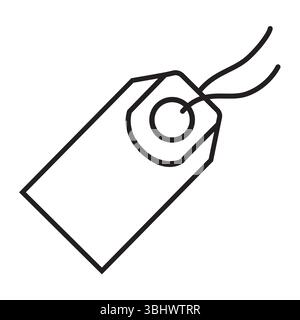 icona etichetta linea isolata su bianco Illustrazione Vettoriale