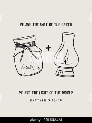 Simboli della linea cristiana poster dello schizzo, religione arte disegnata a mano, decorazione della parete della Bibbia Illustrazione Vettoriale