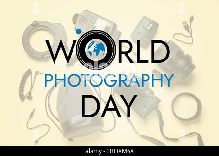 Biglietto d'auguri per la giornata mondiale della fotografia Foto Stock