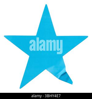 etichetta adesiva in carta a forma di stella blu isolata su sfondo bianco. Foto Stock