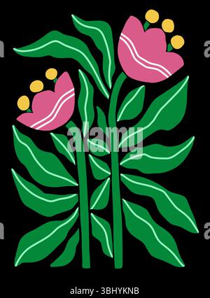 Illustrazione astratta floreale in stile Matisse Illustrazione Vettoriale