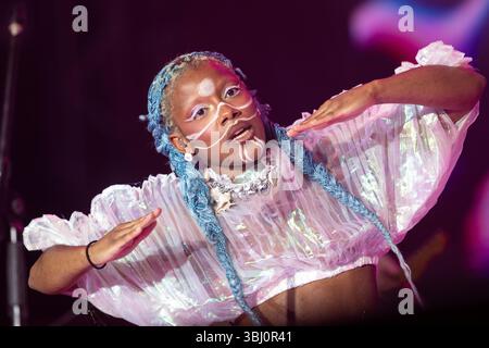 Novi Sad, Serbia. 10 luglio 2024. La cantante INIKO si esibisce al festival musicale EXIT presso la Fortezza Petrovaradin a Novi Sad, in Serbia, il 10 luglio 2024. (Foto di Maxim Konankov/NurPhoto) credito: NurPhoto SRL/Alamy Live News Foto Stock