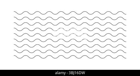 . Onde d'acqua vettoriali. Serie di linee ondulate a zigzag. Linee e onde a zig-zag vettoriali, motivo ondulato. Illustrazione Vettoriale