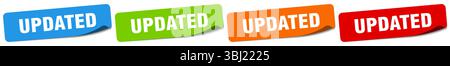 adesivo aggiornato. set di adesivi aggiornato isolato su sfondo bianco Illustrazione Vettoriale