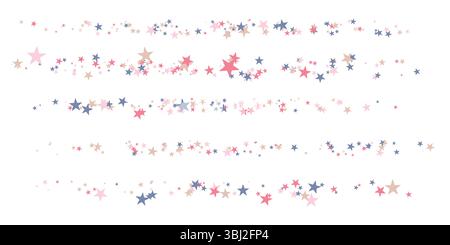 Coriandoli con stelle a colori. Banner effetto splash. Sfondo astratto vettoriale con gocce di pioggia sfocate per carta da parati, carta da imballaggio e sfondo Illustrazione Vettoriale