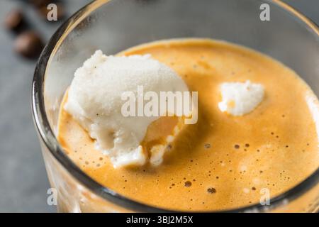 Caffè fatto in casa gelato gelato affogato in tazza Foto Stock