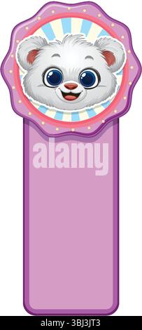 Adorabile illustrazione di orsi su un segnalibro colorato Illustrazione Vettoriale