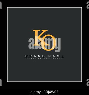 Logo creativo per le iniziali KO in stile monogramma - modello vettoriale per le lettere iniziali K e O. Illustrazione Vettoriale