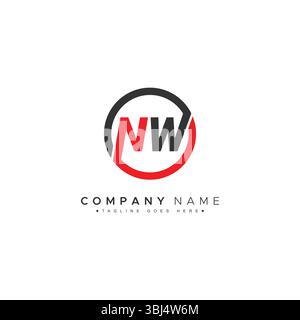 Modello vettoriale per la lettera iniziale Logo NW - elegante logo monogramma per alfabeti N e W. Illustrazione Vettoriale