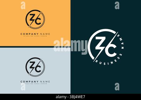 Logo ZC Minimal Vector - Logo aziendale semplice per monogrammi Z e C. Illustrazione Vettoriale