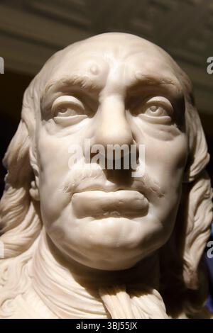 Scultura del busto del XVIII secolo di Oliver Cromwell 1599-1658, che divenne Lord Protettore di Britannia, durante la breve repubblica dopo il Civi inglese Foto Stock