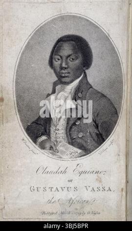 "Olaudah Equiano o Gustavus Vassa, l'africano”. 1789. Piatto LVIII da "The interesting Narrative of the Life of Olaudah Equiano, or Gustavus Vassa, the African...Second Edition" stampato e venduto per l'autore da T Wilkins. (Londra, 1789). Foto Stock