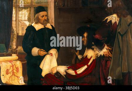 William Harvey dimostrò la sua teoria della circolazione del sangue prima di Carlo i, 1620, 1910 Foto Stock