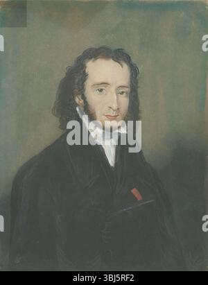 Ritratto di Niccol&#xf2; Paganini (1782-1840), primo quarto del XIX secolo. Si trova nella Collezione del Royal College of Music di Londra . Foto Stock