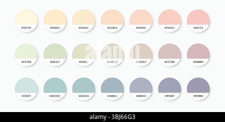 Icona della tavolozza di colori pastello in stile piatto. Esempio di catalogo illustrazione vettoriale su sfondo isolato. Il catalogo a colori firma il concetto di business. Illustrazione Vettoriale