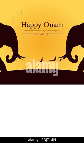 Immagine vettoriale della pagina di copertina di Happy Onam Boat Illustrazione Vettoriale