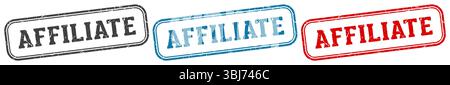 timbro affiliato. timbro affiliato impostato su sfondo bianco Illustrazione Vettoriale