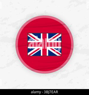 Bandiera britannica in un disegno con emblema circolare, illustrazione con adesivo rotondo astratto. Questa grafica vettoriale di alta qualità è perfetta per l'uso nel design patriottico Illustrazione Vettoriale