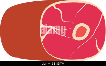 prosciutto affumicato, maiale o manzo, saporito prodotto a base di carne isolato per colazione, cena o pranzo. Cucinare e preparare piatti deliziosi. Macelleria o negozio Illustrazione Vettoriale