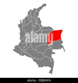 Vichada di Colombia forma della mappa, ragnatela di viaggio concetto piatto icona vettoriale illustrazione . Illustrazione Vettoriale