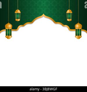 Sfondo modello islamico con lanterna appesa e alcuni spazi vuoti per testo adatto ad eventi islamici come il Ramadan Illustrazione Vettoriale