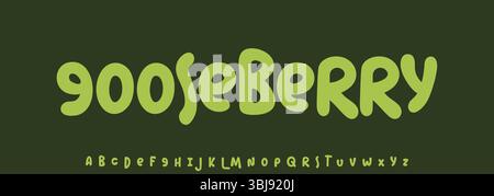 Uva spina estiva, scritta gioiosa, tipografia arrotondata dei cartoni animati. Font infantile per un cordiale titolo con il logo di ricettario, dolci e gelati Illustrazione Vettoriale