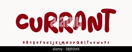 Ribes d'estate, scritte gioiose, tipografia arrotondata dei cartoni animati. Font infantile per un cordiale titolo con il logo di ricettario, dolci e gelati Illustrazione Vettoriale