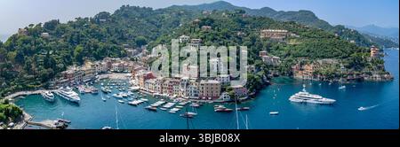 Vista panoramica di Portofino, Liguria, Italia Foto Stock