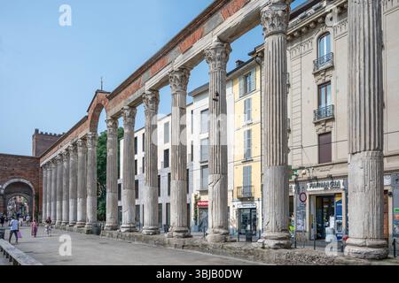 Colonne di San Lorenzo, Milano, Lombardia, Italia Foto Stock
