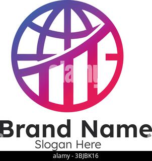 Global Business Analytics Logo Design International Market Trends strategie di crescita per le startup tecnologiche Modern Financial Illustrazione Vettoriale