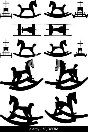 Sedia giocattolo a dondolo Vector. Un'illustrazione di un giocattolo per bambini, bambini e bambini isolato su Uno sfondo bianco. Illustrazione Vettoriale