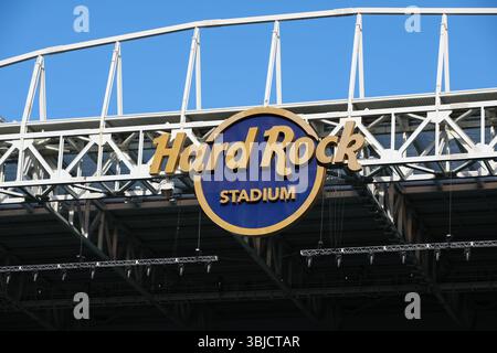 MIAMI, Stati Uniti - 14 giugno 2025: Vista generale del marchio dell'Hard Rock Stadium durante la Coppa del mondo FIFA Club Group A match tra al Ahly FC e Inter Miami CF all'Hard Rock Stadium (credito: Craig Mercer/ Alamy Live News) Foto Stock