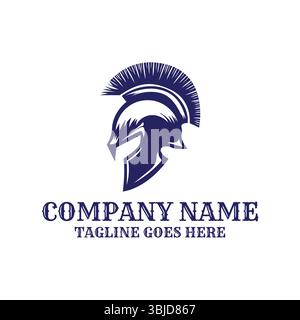 Casco Sparta Spartan greco vintage, design Vector con logo greco Warrior Illustrazione Vettoriale