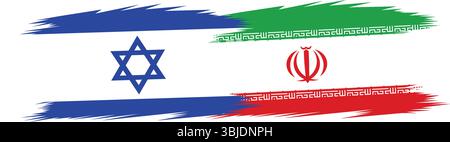 Israele e Iran bandiere vettore con tratto di pennello trama Israele e Iran bandiere vettore con tratto di pennello trama – illustrazione contrasto Illustrazione Vettoriale