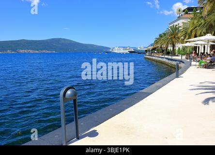 Vista della baia di Cattaro dalla Marina di Tivat Foto Stock