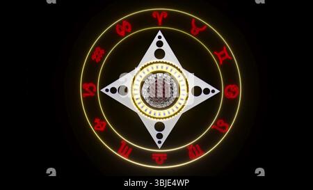 Rendering 3d del segno magico astrologico Foto Stock