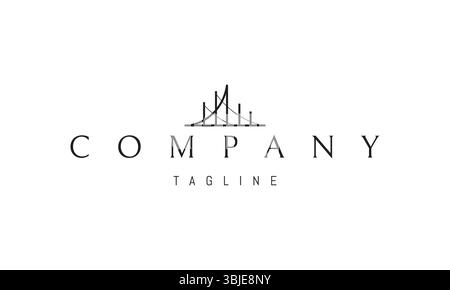 Logo vettoriale con un'immagine astratta di un ponte in stile minimalista. Illustrazione Vettoriale