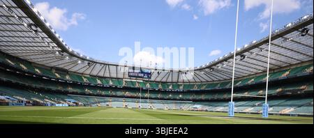 Londra, Regno Unito. 12 agosto 2025. Vista dello stadio Allianz prima del calcio d'inizio durante i play-off della Gallagher English Premiership tra Bath Rugby e Leicester Tigersat Allianz Stadium, Londra il 14 giugno 2025 Credit: Action foto Sport/Alamy Live News Foto Stock