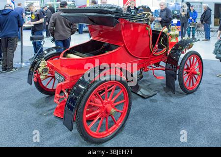 Lahti, Finlandia – 3 maggio. 2025: Auto Cadillac Model K (1907) al Classic Motor Show al Lahti Exhibition and Convention Centre. Foto Stock
