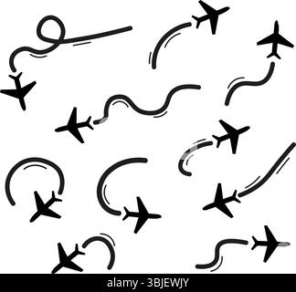 Il volo è normale. L'aereo si sta dirigendo verso l'atterraggio. Illustrazione Vettoriale