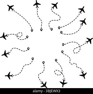 Il volo è normale. L'aereo si sta dirigendo verso l'atterraggio. Illustrazione Vettoriale