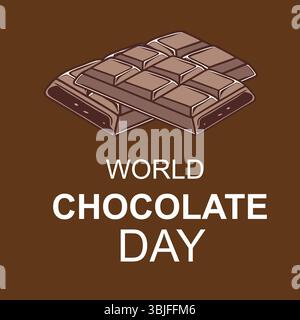 Poster Chocolate Bar con Melting Drip per la giornata Mondiale del cioccolato Illustrazione Vettoriale