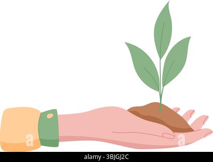 Icona Hand Holding Plant Illustrazione Vettoriale