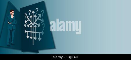 Struttura decisionale per identificare un problema o un'opportunità nel processo decisionale. Piatto. Modello rettangolare. Illustrazione vettoriale. Illustrazione Vettoriale