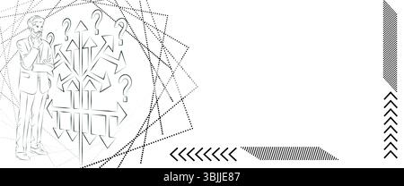 Struttura decisionale per identificare un problema o un'opportunità nel processo decisionale. Schizzo. Modello rettangolare. Illustrazione vettoriale. Illustrazione Vettoriale