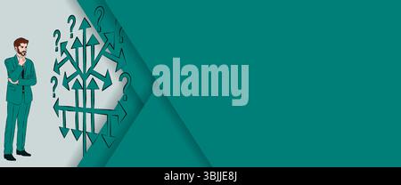 Struttura decisionale per identificare un problema o un'opportunità nel processo decisionale. Profilo. Modello rettangolare. Illustrazione vettoriale. Illustrazione Vettoriale