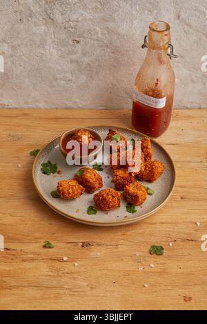 Tofu Nuggets con salsa al peperoncino dolce Foto Stock